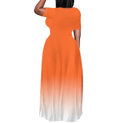 Image of PinkPatty Women's Plus Size Maxi Dresses Short Sleeve Sundress Summer T-Shirt Beach Long Dress with Pockets