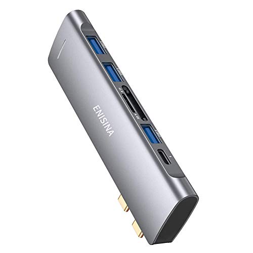 Enisina USB C-adapter, 6-in-1 USB C-hub met 4K HDMI voor type C-apparaten, type C Connect MacBook, 3 USB-poorten 1 type C 1 SD-poort 1 TF-poort