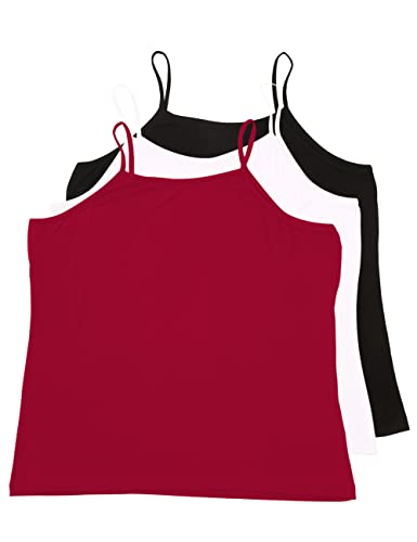 Image of VIKIDEER 3 Pack Camisole for Women Plus Size Basic Undershirt Spaghetti Strap Cami Tank Top