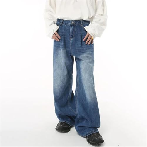 Men's Baggy Jeans Loose Wide Leg Denim Trousers Vintage Mid High Waisted Pants2