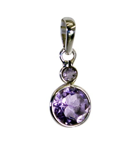 Pendentif améthyste violette bijoux femme Ligne L RIYO Argent 0.5in
