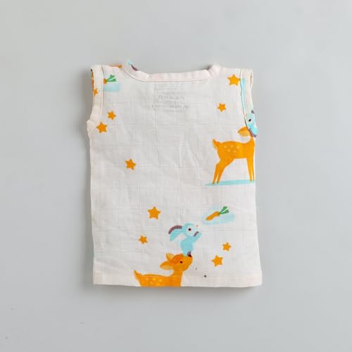 Image of POLKA TOTS Unisex Cotton Sleeveless Button Jhabla for Baby Boys and Baby Girls