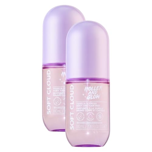 Holler And Glow Mood Boosting Soft Cloud Body &amp; Hair Mist, Body Spray, Teen Girls Spritz, Long Lasting, Vanilla, Sweet Scented, Water Based Fragrance For Tweens, Clean &amp; Gentle Formula, 3.38 Fl Oz