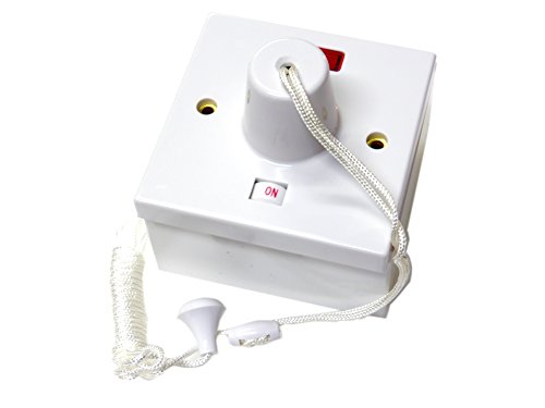 45 amp shower switch ceiling pull cord comes with 44mm surface backbox - double pole