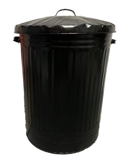 KetoPlastics 90L COLOURED METAL DUSTBIN WASTE BIN RECYCLING IDEAL INDOOR AND OUTDOOR, ANIMAL FEED (BLACK)