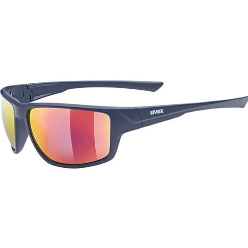 Uvex Unisex Sportbrille sportstyle 230 matt blau mit rot spiegelnder Scheibe
