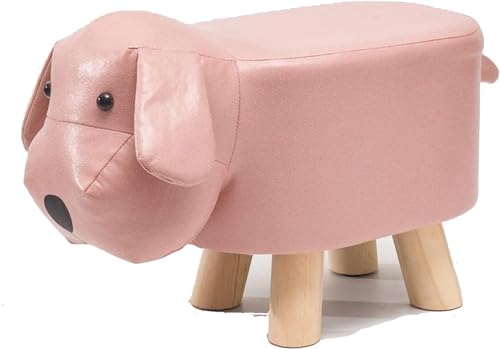 Taburete de pie de oveja, moderno tapizado de piel sintética, marco de madera maciza, bonito taburete de pie de animal para sala de estar, dormitorio, entrada y pasillo