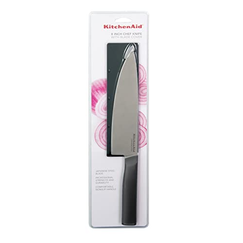KitchenAid Faca de chef clássica com capa de lâmina de ajuste personalizado, 20 cm, faca de cozinha