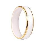 Beydodo Ceramic Rings for Women, Men Rings Fashion Jewelry Size 9 Gold White Multi-facted Ring 6mm