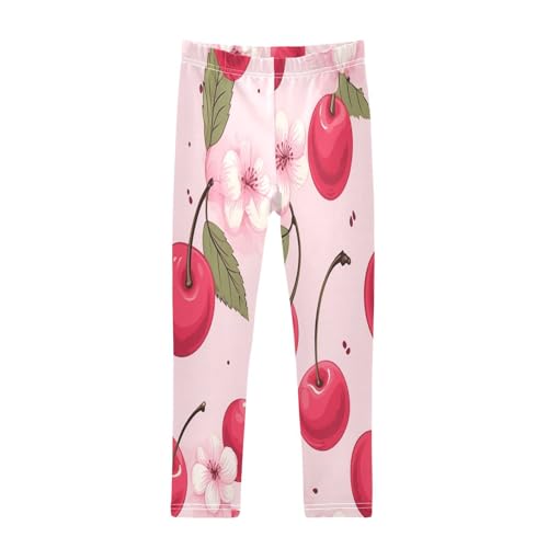 Bolaz Toddler Girls Leggings Printed Yoga Pants Leggings Red Cherry for Kids