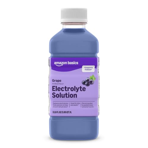 Amazon Basics Pediatric Electrolyte Solution, Grape Flavor, Helps Prevent Dehydration, Replaces Electrolytes, Fluid and Zinc, for Kids and Adults, 33.8 fl oz (Pack of 1) (Previously Amazon Basic Care)