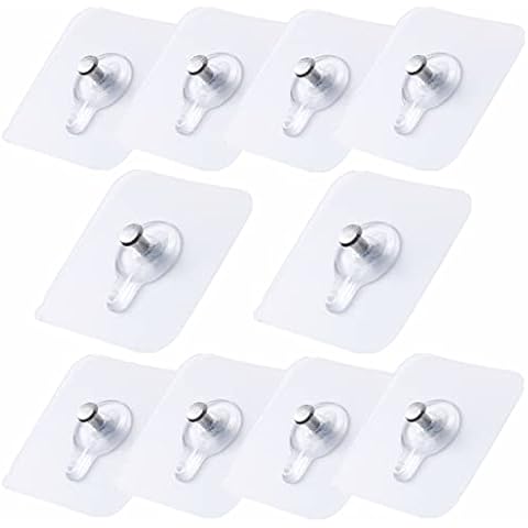 Kettion 10 Stück Bilderhaken Selbstklebend, Transparent Bilder Klebehaken Bildaufhängung Ohne Bohren, Selbstklebende Bildaufhänger für Bilder, Poster, Fotos, Dekorative Gemälde Cover