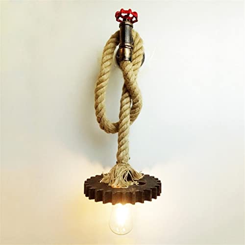 Aplique de pared, lámpara de pared de cuerda de cáñamo retro E27/E26 Lámpara colgante industrial europea Lámpara colgante Luces de montaje de techo Iluminación Sala de estar Puerta interior Mesit
