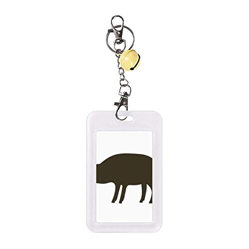 Étui pour carte de crédit cochon noir avec clochette jaune en silicone