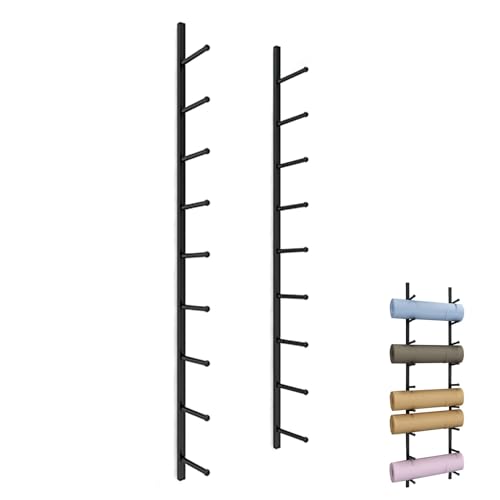 Support de rangement pour tapis de yoga et rouleau en mousse mural