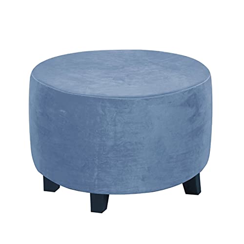 Image of Aliuciku Velvet Stretch Round Folding Storage Ottoman Washable Protect Slipcovers Removable Footstool Covers (Color : SkyBlue, Size : Small)