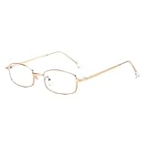 FEISEDY Vintage Blue Light Glasses for Women Metal Y2K Rectangle Glasses Gold Silver Fake Nerd Eyewear Frame B0271