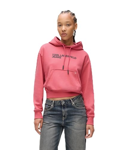 Karl Lagerfeld Jeans, Femme, Sweat À Capuche avec Logo Essentail, Coupe Régulière, Rose, M