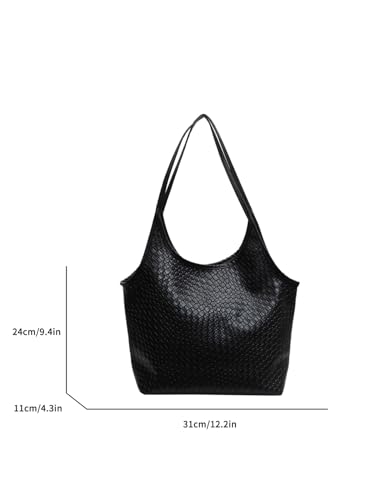 Image of Leather Tote Bag for Women Top-handle Shoulder Bag, Leather Woven Beach Bag Hobo Bags Soft Vegan Crossbody Handbag Underarm