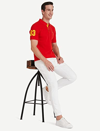 Image of Deniklo Men's Cotton Rich Half Sleeve Regular Fit Solid Polo T-Shirt (Available in Plus Size)