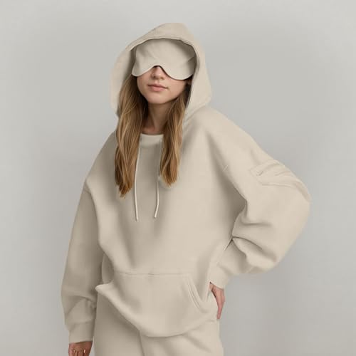 Hoodie with Eye Mask Built In,Comfort Airplane Mode Travel Hoodies with Hidden Pockets,Blanket Hoodie for Women Men4