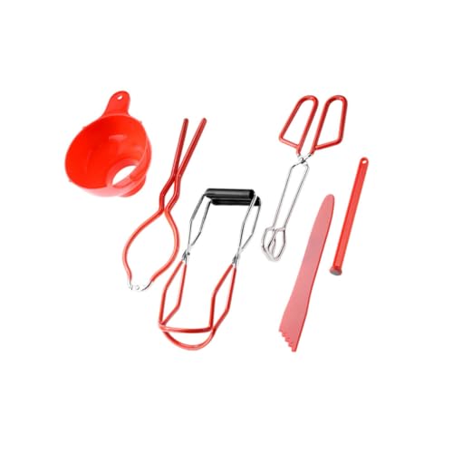 Toyvian Pinzas para Tarros de Conserva con Agarre Seguro Kit Completo para Elaborar Mermeladas y Salsas Herramientas Prácticas para Cocina y Baño María Color Rojo