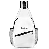 CHdoomuu Mochila tiracolo personalizada para mulheres e homens, adicione seu nome bordado monograma logotipo (branca), Multicolorido1