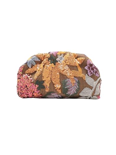 Image of QWINEE Women Floral Embroidery Sequin Pearl Glitter Party Purse Vintage Evening Handbags