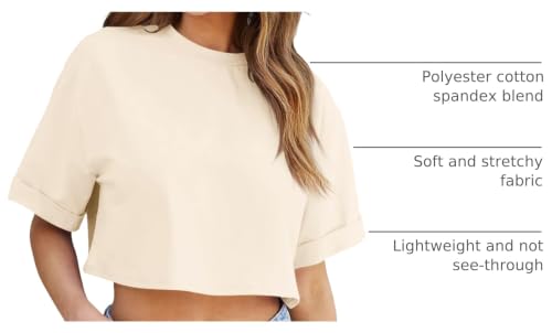 Image of Tankaneo Women Crop T-Shirts Half Sleeve Drop Shoulder Cropped Tops Y2K Casual Summer Basic Tees