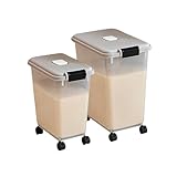米びつ 30kg 密閉容器 プラスチック フードコンテナ 大容量 車輪は取り外し可能 移動が簡単 省スペース 防湿防虫 真空保存容器