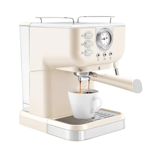 Grande capacità: il serbatoio dell'acqua da 1,5 litri consente di preparare più tazze di caffè senza frequenti ricariche. Il ripiano per tazze e il pressino integrato servono anche come misurino e per premere la polvere di caffè.