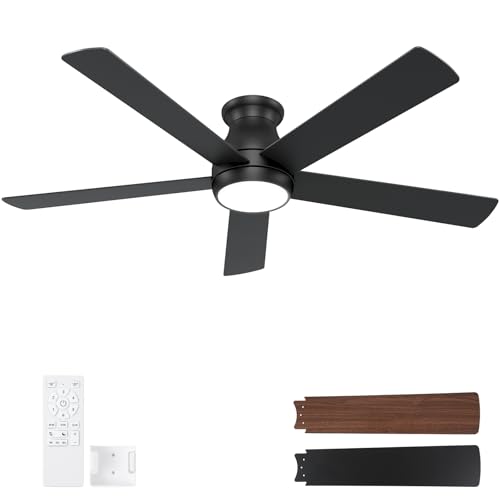 POCHFAN 60 Inch Black Ceiling Fans with Lights and Remote,