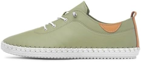 Ladies St Ives Soft Leather Khaki Plimsoll