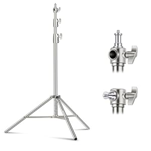 NEEWER 9.2ft/2.8m Stainless Steel Light Stand, Spring Cushioned Heavy Duty Photography Tripod Stand with 1/4” to 3/8” Universal Screw Adapter for Strobe,LED Video Light,Ring Light,Monolight, Softbox
