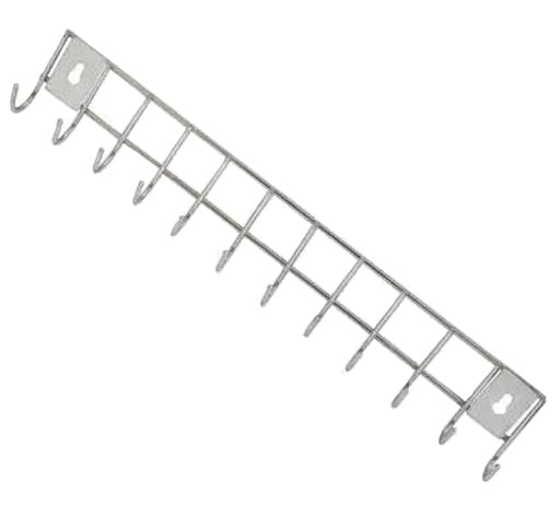 ALIGHT Stainless Steel Wall Mounted Cloth Hanger 12 Hooks Door Hook Rail Towel Holder Bathroom Kitchen Utensil Hanging Rack S Silver-image-8