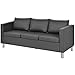 COSTWAY 3 Sitzer Sofa mit Kissen, Kunstleder Sofagarnitur, Ecksofa Wohnzimmersofa, Couchgarnitur Couch perfekt für Zuhause und Büro, Grau