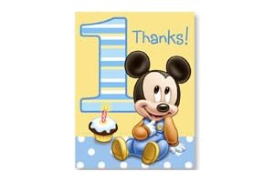Mickey Mouse Thank You Cards for 1st Birthday