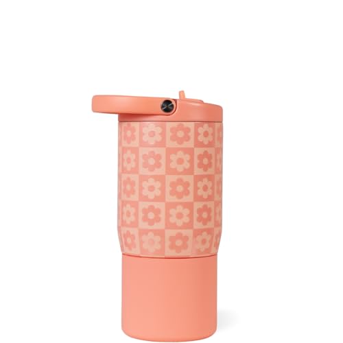Image of HydroJug Sport 14 oz Insulated Kids Water Bottle with Straw, Daisy Checkers