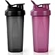 AOGOE Protein Shaker, 600ml Eiweiß Shaker, proteinshaker mit Messskala & Henkel & Kugel- BPA Frei, auslaufsicher, Langlebiger, Geruchsneutraler, Shaker für cremige Whey Proteinpulver（Schwarz+Lila）