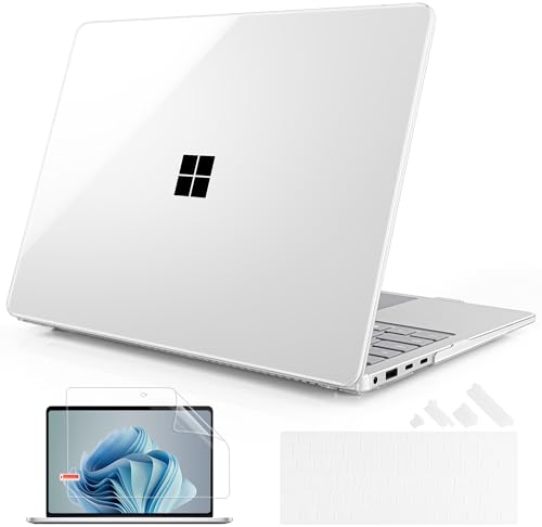 Mektron Clear Case for 13.8' Microsoft Surface Laptop 7 2024 Surface Laptop 13.8 Inch Cover Fits Model 2036, Keyboard Cover +Screen Protector +Dust Plugs, Crystal Clear