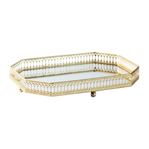 Bandeja de perfume dorada – Pequeño marco de metal hueco con...