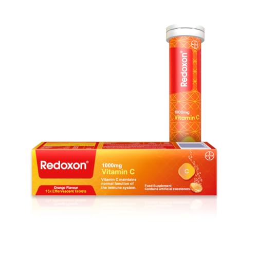 Redoxon Vitamin C Effervescent Tablets with orange flavour boosting immunity 1 g ascorbic acid 15 tablets