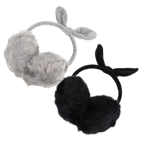 Ipetboom 2pcs Plush Earmuffs Warm Ear Cover for Winter Sports Windproof Ear Protector Adjustable Headband