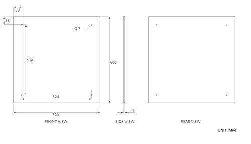 Waterstone Mirrors & Frames LTD 60 x 60cm Square Bathroom Mirror Glass with Pre Drilled Holes & Chrome Cap Wall Hanging Fixing Kit Hardware