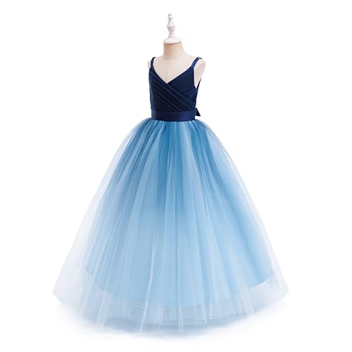 Image of Glamulice Flower Girls Spaghetti Strap Tulle Dress Long A Line Wedding Pageant Dresses Princess Birthday Party Ball Gown