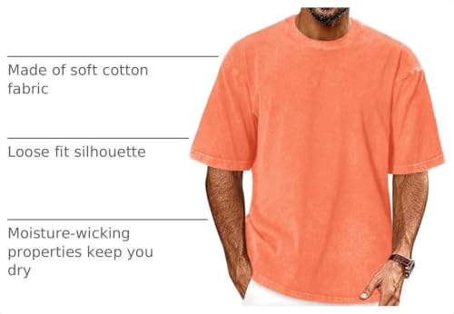 Image of Oversized Tshirts for Men Short Sleeve Vintage Washed Basic Loose Tees