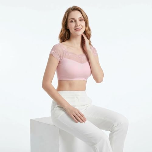 Image of DRESHOW Lace Bralette Tank Tops Wireless Bra Lace Crop Top Removeable Pads Yoga Sports Bra Undershirt for Women & Teens