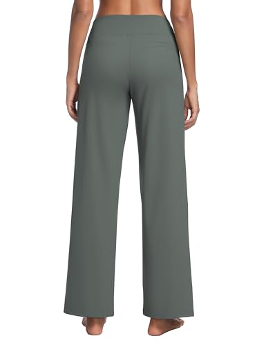 Image of BUBBLELIME Women High Waist Wide Legs Yoga Pants Loose Sweatpants Pockets | 29 inch /31 inch /33 inch /35 inch /37 inchInseam,2 Styles / Dress /Basic,Lounge,Comfy,Stretch Casual Work