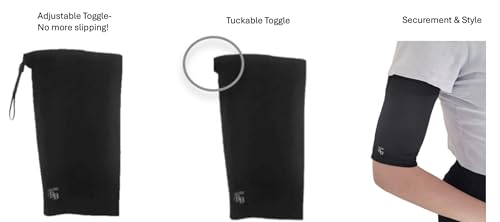 Image of PICC /IV Arm Cover /Sleeve-U- Shape Canal Skin Barrier and Adjustable Toggle for the perfect fit! (Black, Medium)