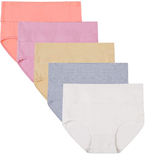 Image of Innersy Women's 5 Pack High Waist Tummy Control Solid Color Cotton Briefs Panties